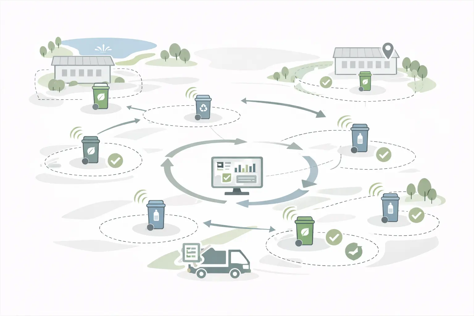 Ongoing waste operations showing monitoring dashboard and reporting